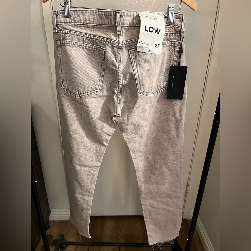 rag & bone Low-Rise Slim Boyfriend Jeans in gray wash - Picture 6 of 8
